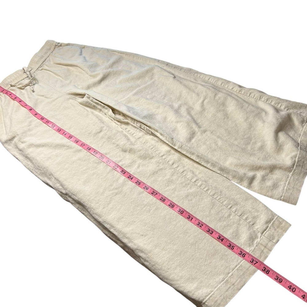 Roxy Linen Blend Pull On Pants Cream Wide Leg Beach Coastal Women’s Small - Picture 12 of 15